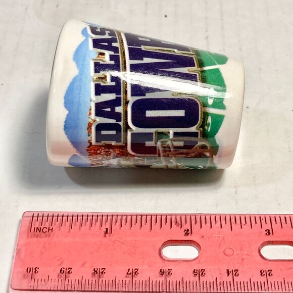 Vintage Dallas Cowboys Lone Star Football Helmet Shot Glass Ceramic Graphic - Picture 9 of 12